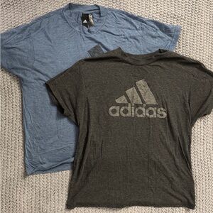 adidas Blue and Gray Short Sleeve Tees